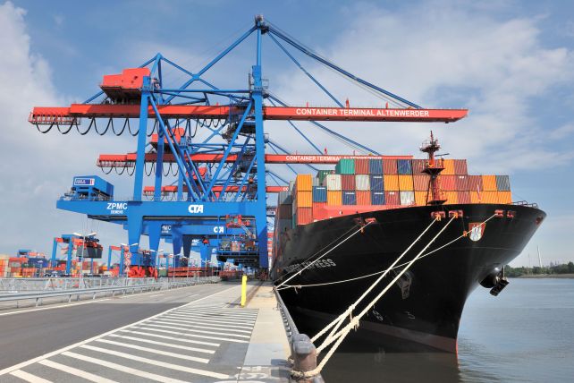 Containership in the hamburg habour