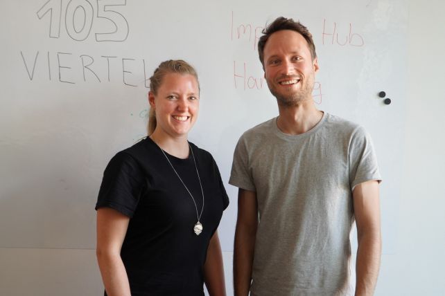 © Mathias Jäger/Hamburg Startups: Birte Prinzhorn (105 VIERTEL Hamburg) and Boris Kozlowski (Impact Hub Hamburg)