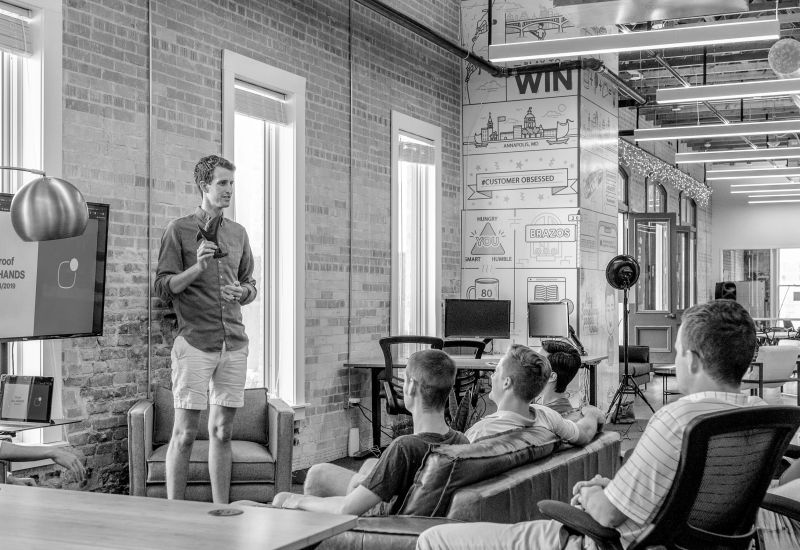 Man giving a presentation in an office