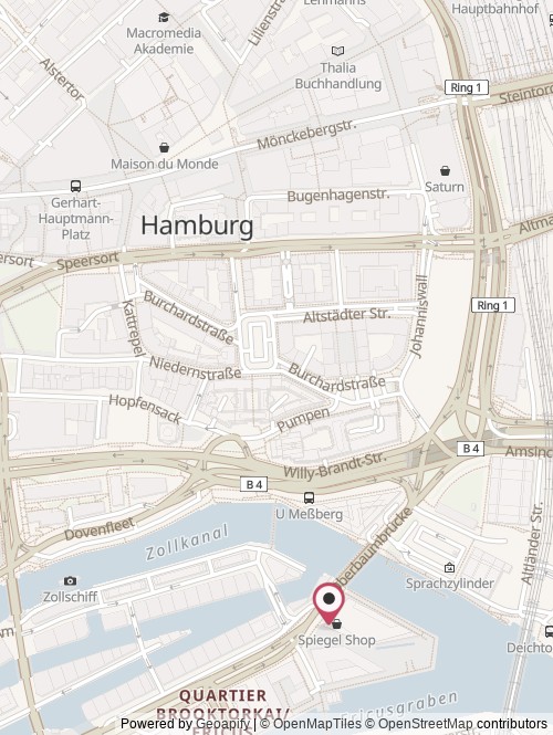 A map with the location of Spiegel Gruppe