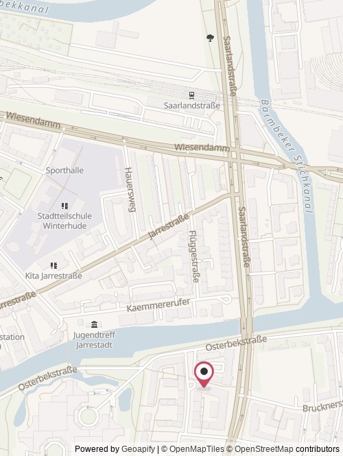 Eine Karte mit dem Standort von SPM Sportplatz Media