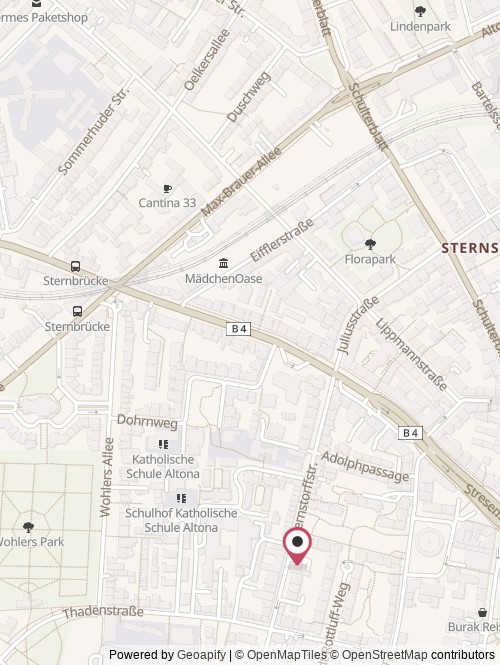 A map with the location of leetHub St. Pauli e.V.