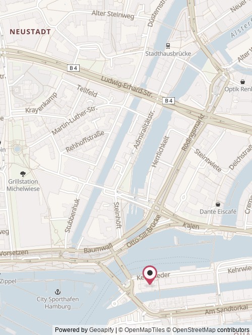 A map with the location of Körber Start-Hub