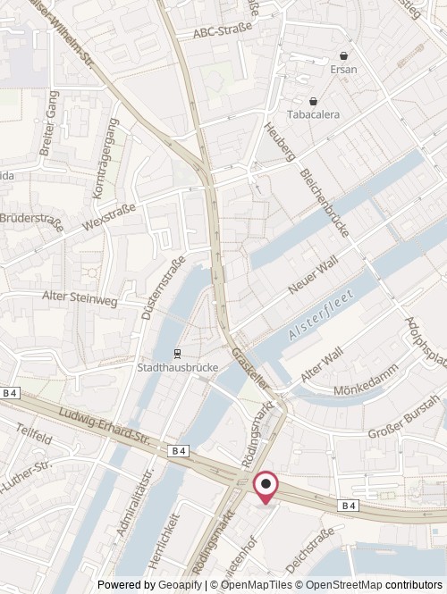 A map with the location of HSBA Hamburg School of Business Administration