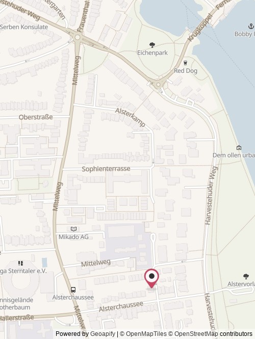 A map with the location of Theater im Zimmer